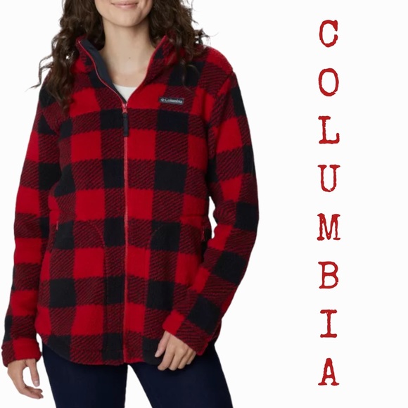 Columbia Jackets & Blazers - Columbia Large red black Buffalo plaid West Bend Sherpa Fleece Jacket